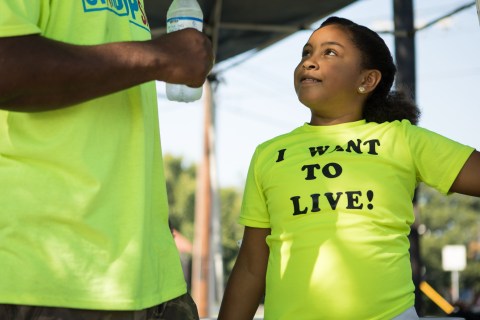 Janelle, 9, attends the Stand Up SA peace initiative at Lockwood Park..
