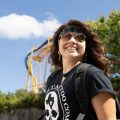 Drummer Analina Devora plays for the Six Flags Fiesta Texas band.
